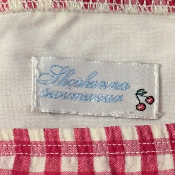 Shoshanna Swimwear Red Gingham Bikini Retro Cherry Logo sz L - Picture 3 of 5